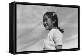 Girl Smiling-Ansel Adams-Framed Stretched Canvas