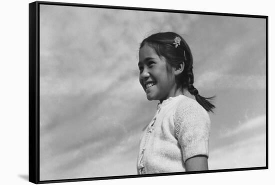 Girl Smiling-Ansel Adams-Framed Stretched Canvas