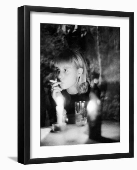 Girl Smoking a Cigarette-Angelo Cozzi-Framed Giclee Print