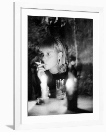 Girl Smoking a Cigarette-Angelo Cozzi-Framed Giclee Print