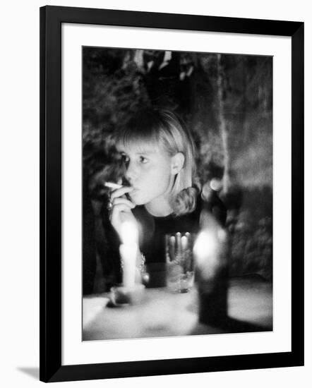 Girl Smoking a Cigarette-Angelo Cozzi-Framed Giclee Print