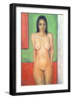 Girl Standing by Abstract, Cobalt Green Vermillion-Brian Irving-Framed Giclee Print