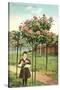 Girl Standing by Rose Trees, Portland, Oregon-null-Stretched Canvas