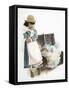 Girl Standing by Stuffed Chest-Nora Hernandez-Framed Stretched Canvas