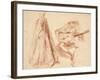 Girl Standing in Profile to Left-Jean Antoine Watteau-Framed Giclee Print