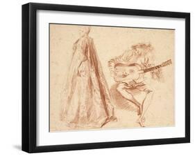 Girl Standing in Profile to Left-Jean Antoine Watteau-Framed Giclee Print