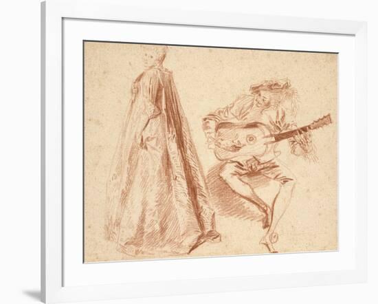 Girl Standing in Profile to Left-Jean Antoine Watteau-Framed Giclee Print