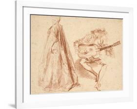 Girl Standing in Profile to Left-Jean Antoine Watteau-Framed Giclee Print