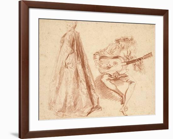 Girl Standing in Profile to Left-Jean Antoine Watteau-Framed Giclee Print