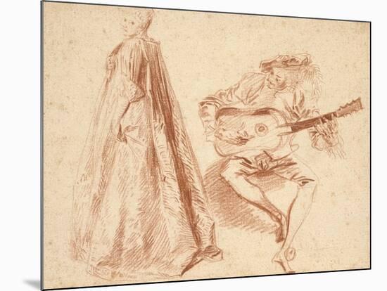 Girl Standing in Profile to Left-Jean Antoine Watteau-Mounted Giclee Print