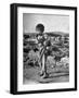 Girl Standing in Rubble from the Korean Civil War, Carrying a Baby in a Sling on Her Back-Joe Scherschel-Framed Photographic Print