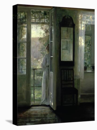 Girl Standing on a Balcony-Carl Holsoe-Stretched Canvas
