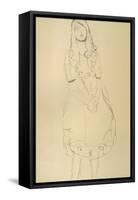 Girl Standing with Hands Clasped-Gustav Klimt-Framed Stretched Canvas