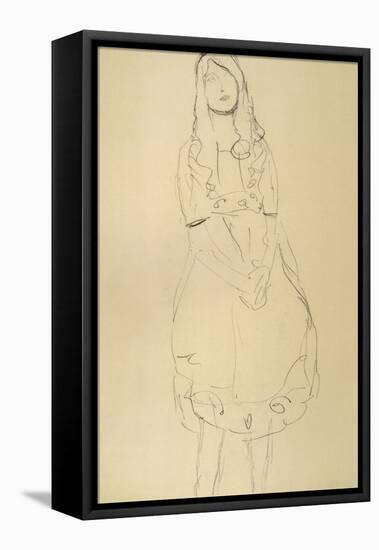 Girl Standing with Hands Clasped-Gustav Klimt-Framed Stretched Canvas