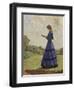 Girl Stands in a Field Reading Her Book-Harold Knight-Framed Photographic Print