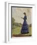 Girl Stands in a Field Reading Her Book-Harold Knight-Framed Photographic Print