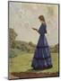 Girl Stands in a Field Reading Her Book-Harold Knight-Mounted Photographic Print