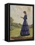 Girl Stands in a Field Reading Her Book-Harold Knight-Framed Stretched Canvas