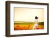 Girl Stands in Poppy Field-ongap-Framed Photographic Print