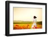 Girl Stands in Poppy Field-ongap-Framed Photographic Print
