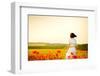 Girl Stands in Poppy Field-ongap-Framed Photographic Print