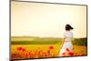 Girl Stands in Poppy Field-ongap-Mounted Photographic Print