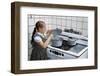 Girl Stirring Soup in Kitchen-William P. Gottlieb-Framed Photographic Print