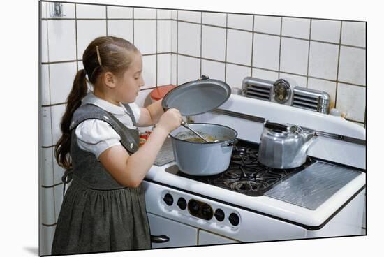 Girl Stirring Soup in Kitchen-William P. Gottlieb-Mounted Photographic Print