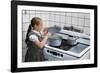 Girl Stirring Soup in Kitchen-William P. Gottlieb-Framed Photographic Print