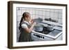 Girl Stirring Soup in Kitchen-William P. Gottlieb-Framed Photographic Print