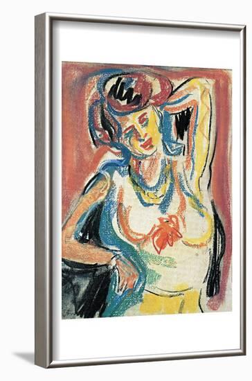 Girl Streching-Ernst Ludwig Kirchner-Framed Art Print