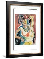 Girl Streching-Ernst Ludwig Kirchner-Framed Art Print