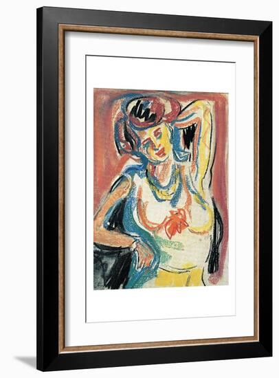 Girl Streching-Ernst Ludwig Kirchner-Framed Art Print