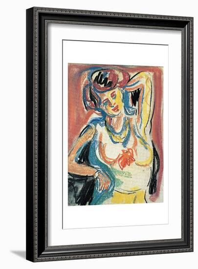 Girl Streching-Ernst Ludwig Kirchner-Framed Art Print