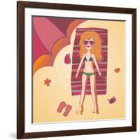 Girl Sunbathing-smilewithjul-Framed Art Print