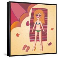 Girl Sunbathing-smilewithjul-Framed Stretched Canvas