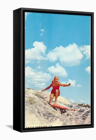 Girl Surfing, Santa Barbara, California-null-Framed Stretched Canvas