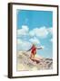 Girl Surfing, Santa Barbara, California-null-Framed Art Print