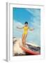 Girl Surfing-null-Framed Art Print