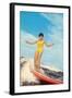 Girl Surfing-null-Framed Art Print