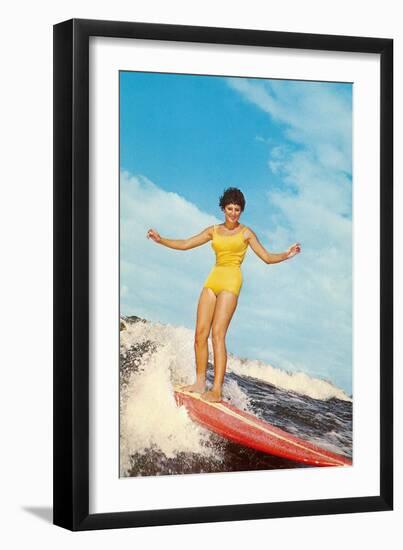 Girl Surfing-null-Framed Art Print