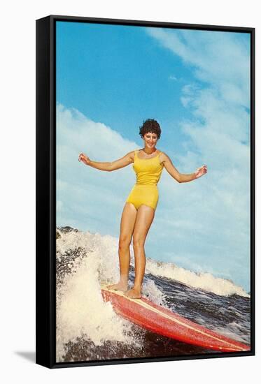 Girl Surfing-null-Framed Stretched Canvas