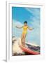 Girl Surfing-null-Framed Art Print