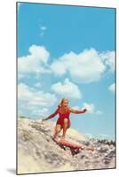 Girl Surfing-null-Mounted Art Print