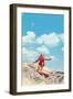 Girl Surfing-null-Framed Art Print