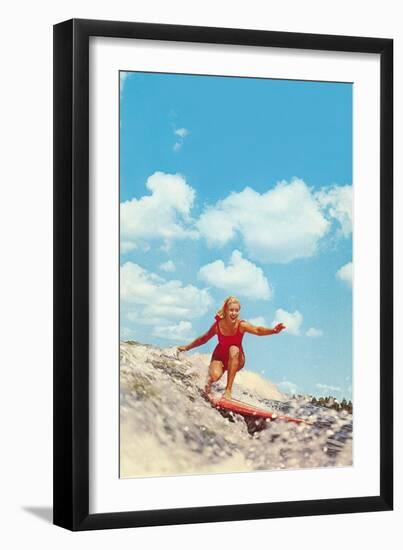 Girl Surfing-null-Framed Art Print