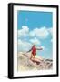 Girl Surfing-null-Framed Art Print