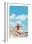 Girl Surfing-null-Framed Art Print