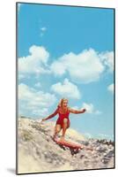 Girl Surfing-null-Mounted Art Print