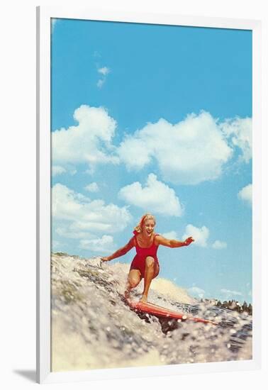 Girl Surfing-null-Framed Art Print